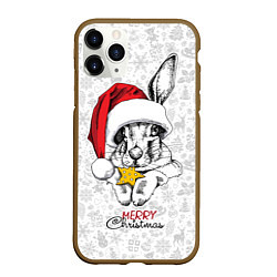 Чехол iPhone 11 Pro матовый Rabbit with cookies, merry Christmas, цвет: 3D-коричневый