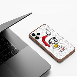 Чехол iPhone 11 Pro матовый Rabbit with cookies, merry Christmas, цвет: 3D-коричневый — фото 2