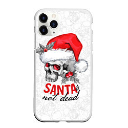 Чехол iPhone 11 Pro матовый Santa is not dead, skull in red hat