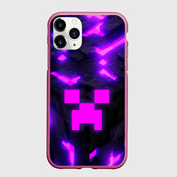 Чехол iPhone 11 Pro матовый Майнкрафт розовый, цвет: 3D-малиновый