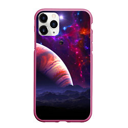 Чехол iPhone 11 Pro матовый Бесконечное космическое пространство - Планета, цвет: 3D-малиновый