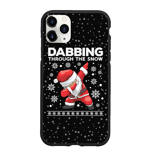 Чехол iPhone 11 Pro матовый Santa dabbing, through the snow / 3D-Черный – фото 1