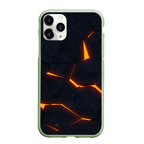 Чехол iPhone 11 Pro матовый Неоновые плиты в разломе / 3D-Салатовый – фото 1