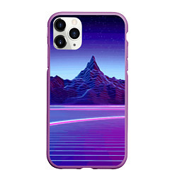 Чехол iPhone 11 Pro матовый Neon mountains - Vaporwave
