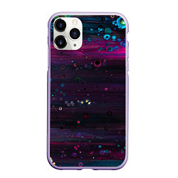 Чехол iPhone 11 Pro матовый Фиолетовые абстрактные волны и камни
