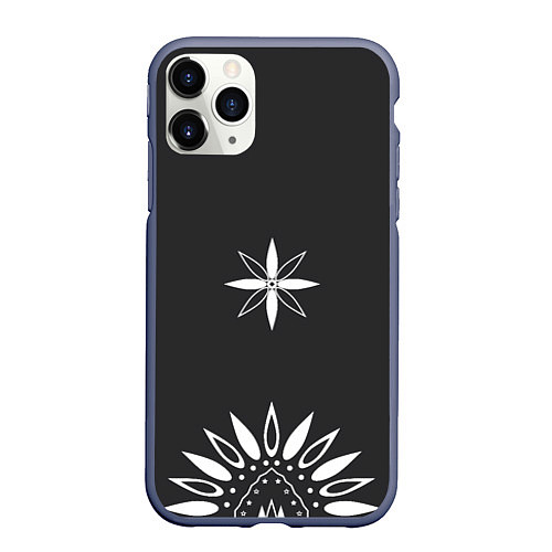 Чехол iPhone 11 Pro матовый Черно-белый узор звезда / 3D-Серый – фото 1