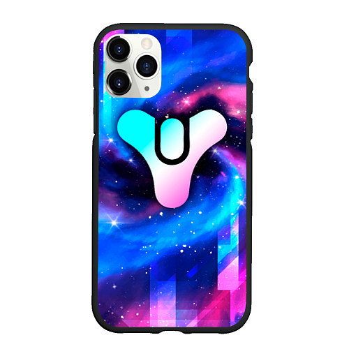 Чехол iPhone 11 Pro матовый Destiny неоновый космос / 3D-Черный – фото 1