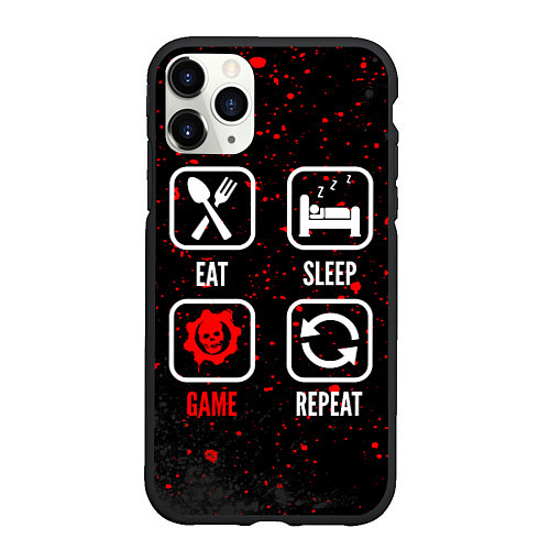 Чехол iPhone 11 Pro матовый Eat, sleep, Gears of War, repeat / 3D-Черный – фото 1