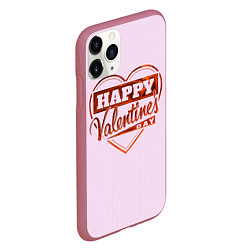 Чехол iPhone 11 Pro матовый Happy Valentines Day!, цвет: 3D-малиновый — фото 2