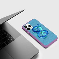 Чехол iPhone 11 Pro матовый Синий дракон в форме цифры 8, цвет: 3D-фиолетовый — фото 2