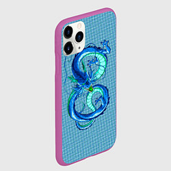 Чехол iPhone 11 Pro матовый Синий дракон в форме цифры 8, цвет: 3D-фиолетовый — фото 2