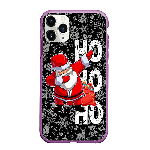 Чехол iPhone 11 Pro матовый Santa Claus, dabbing, through the snow / 3D-Фиолетовый – фото 1