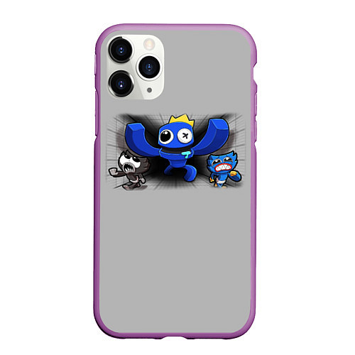 Чехол iPhone 11 Pro матовый Синий и Хагги Вагги / 3D-Фиолетовый – фото 1