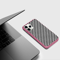 Чехол iPhone 11 Pro матовый Шахматное пано, цвет: 3D-малиновый — фото 2