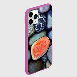 Чехол iPhone 11 Pro матовый Цветные камушки, цвет: 3D-фиолетовый — фото 2