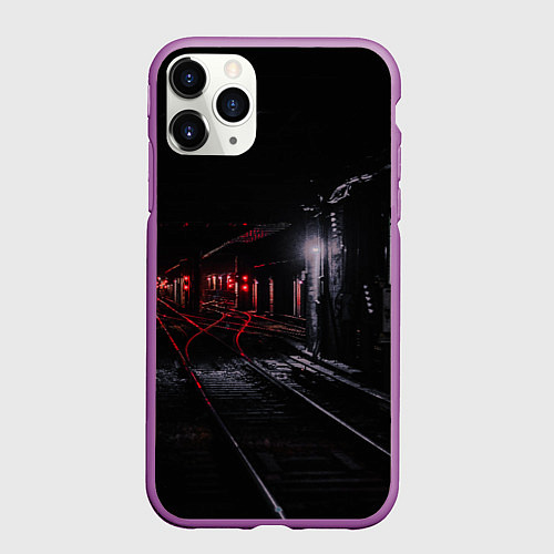 Чехол iPhone 11 Pro матовый Тоннель метро / 3D-Фиолетовый – фото 1