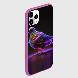 Чехол iPhone 11 Pro матовый Неоновый голубь, цвет: 3D-фиолетовый — фото 2