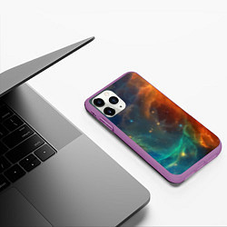 Чехол iPhone 11 Pro матовый Столкновение двух космических галактик, цвет: 3D-фиолетовый — фото 2