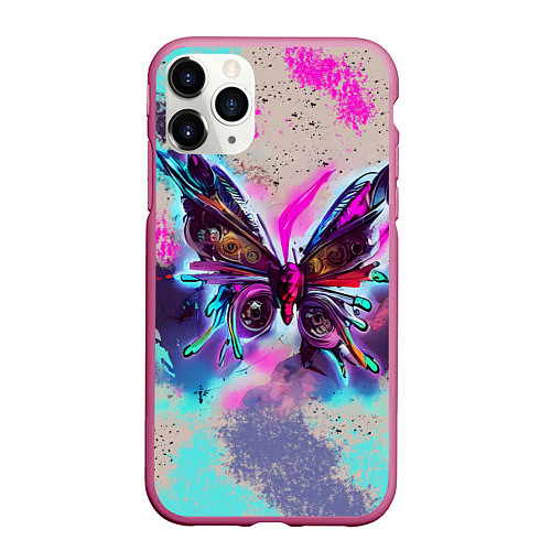 Чехол iPhone 11 Pro матовый Бабочка в стиле стимпанк / 3D-Малиновый – фото 1