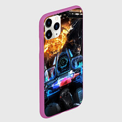 Чехол iPhone 11 Pro матовый Космическая схватка из кабины пилота, цвет: 3D-фиолетовый — фото 2
