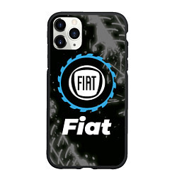Чехол iPhone 11 Pro матовый Fiat в стиле Top Gear со следами шин на фоне, цвет: 3D-черный