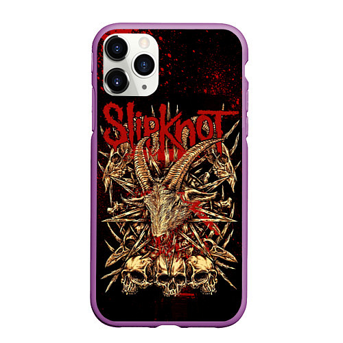 Чехол iPhone 11 Pro матовый Slipknot red black / 3D-Фиолетовый – фото 1