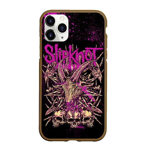 Чехол iPhone 11 Pro матовый Slipknot pink / 3D-Коричневый – фото 1