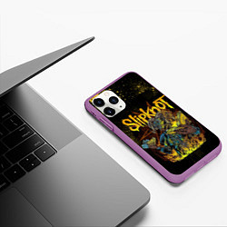 Чехол iPhone 11 Pro матовый Slipknot Yellow Monster, цвет: 3D-фиолетовый — фото 2