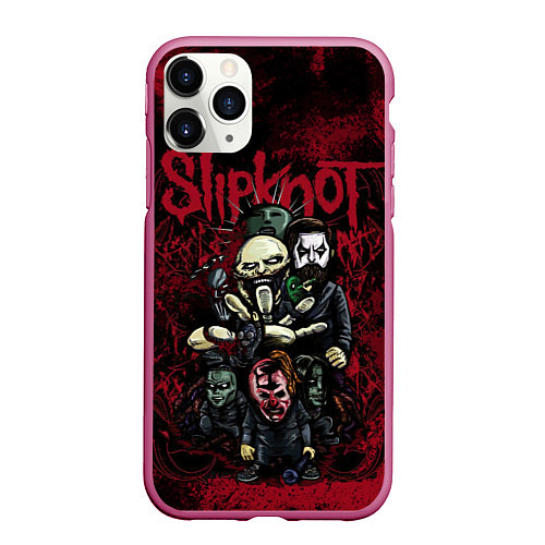 Чехол iPhone 11 Pro матовый Slipknot art / 3D-Малиновый – фото 1