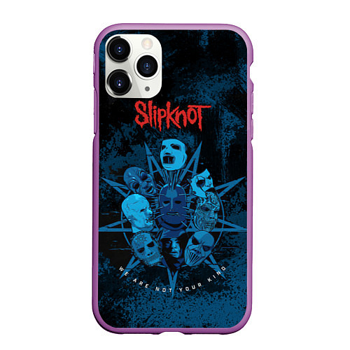 Чехол iPhone 11 Pro матовый Slipknot blue / 3D-Фиолетовый – фото 1