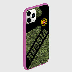 Чехол iPhone 11 Pro матовый Камуфляж - RUSSIA, цвет: 3D-фиолетовый — фото 2