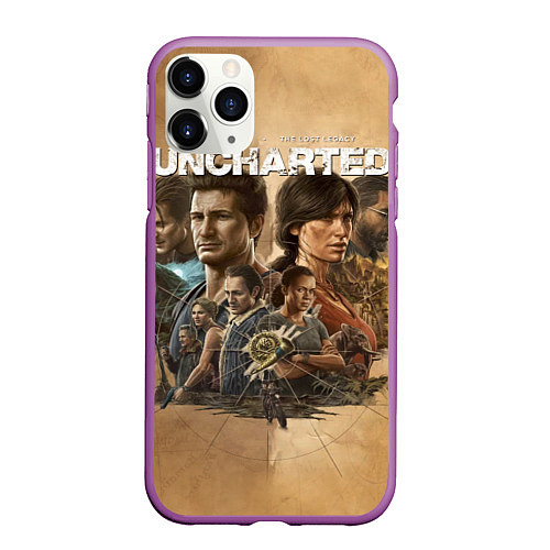 Чехол iPhone 11 Pro матовый Uncharted: Legacy of Thieves Collection / 3D-Фиолетовый – фото 1