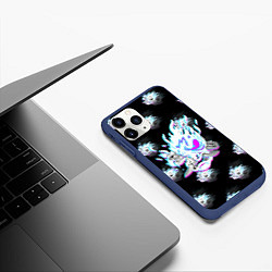 Чехол iPhone 11 Pro матовый Cyberpunk 2077 neon samurai glitch art colors, цвет: 3D-тёмно-синий — фото 2