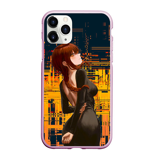 Чехол iPhone 11 Pro матовый Макима - chainsaw man / 3D-Розовый – фото 1