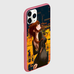 Чехол iPhone 11 Pro матовый Макима - chainsaw man, цвет: 3D-малиновый — фото 2