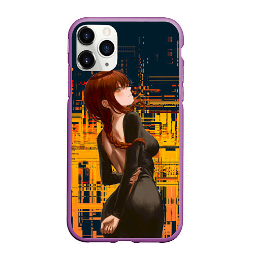 Чехол iPhone 11 Pro матовый Макима - chainsaw man / 3D-Фиолетовый – фото 1