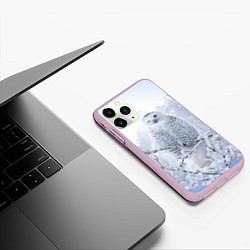 Чехол iPhone 11 Pro матовый Сова белая подмигивает, цвет: 3D-розовый — фото 2