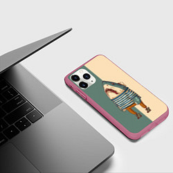 Чехол iPhone 11 Pro матовый Акула-моряк, цвет: 3D-малиновый — фото 2