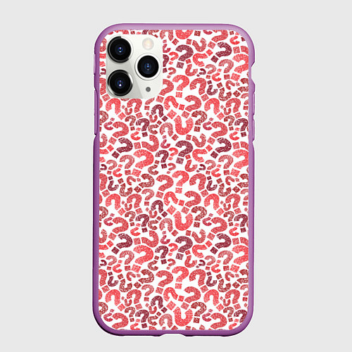 Чехол iPhone 11 Pro матовый Вопросительные знаки разноцветные / 3D-Фиолетовый – фото 1