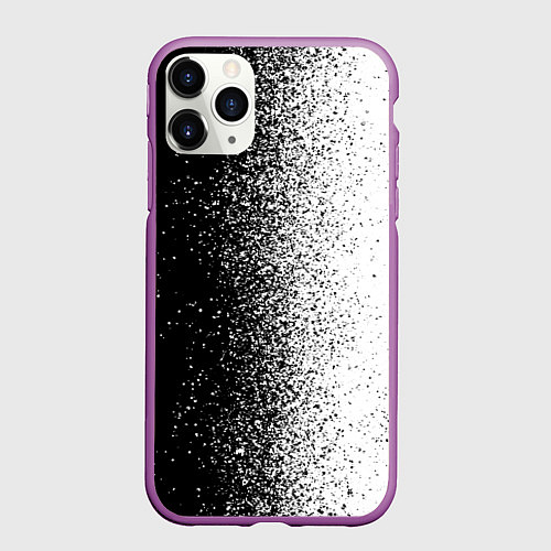 Чехол iPhone 11 Pro матовый Брызги красок - Черно-белый / 3D-Фиолетовый – фото 1