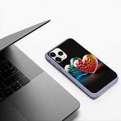 Чехол iPhone 11 Pro матовый Сердечки для влюблённых, цвет: 3D-светло-сиреневый — фото 2