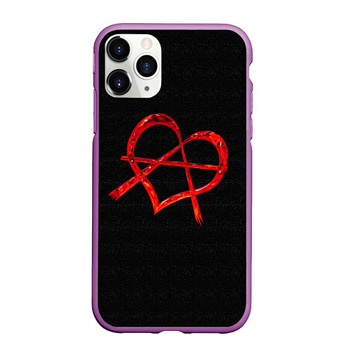 Чехол iPhone 11 Pro матовый Сердце анархиста / 3D-Фиолетовый – фото 1