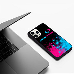 Чехол iPhone 11 Pro матовый SsangYong - neon gradient: символ сверху, цвет: 3D-черный — фото 2
