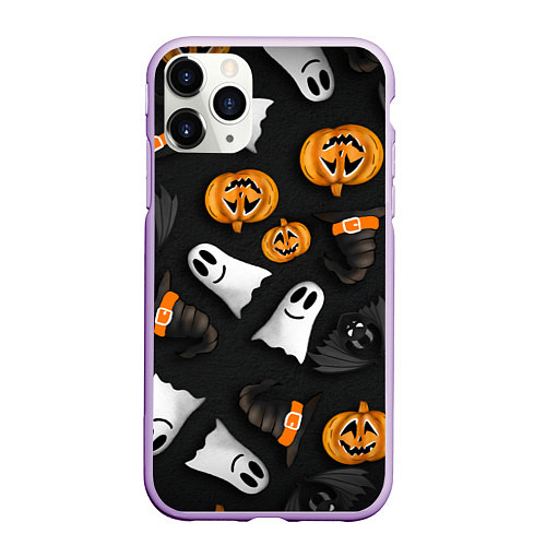 Чехол iPhone 11 Pro матовый Halloween 31 окт / 3D-Сиреневый – фото 1