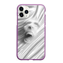 Чехол iPhone 11 Pro матовый Нечеловеческий вопль - складки ткани, цвет: 3D-фиолетовый