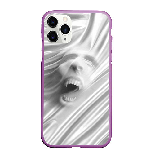 Чехол iPhone 11 Pro матовый Нечеловеческий вопль - складки ткани / 3D-Фиолетовый – фото 1