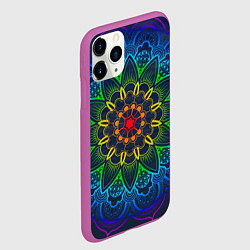 Чехол iPhone 11 Pro матовый Радужная мандала удачи, цвет: 3D-фиолетовый — фото 2