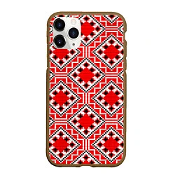 Чехол iPhone 11 Pro матовый Белорусская вышивка - орнамент, цвет: 3D-коричневый