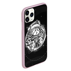 Чехол iPhone 11 Pro матовый Хомяк в космосе, цвет: 3D-розовый — фото 2