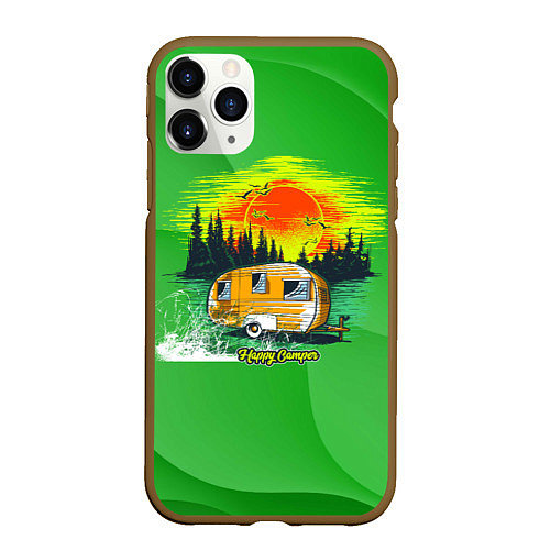 Чехол iPhone 11 Pro матовый Домик на колесах / 3D-Коричневый – фото 1
